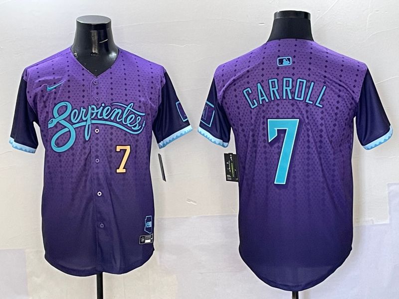 Men Arizona Diamondback #7 Carroll Purple Joint Name 2025 Nike MLB Jersey style 2->arizona diamondback->MLB Jersey